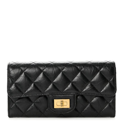 Chanel Crumpled Calfskin Quilted Large Reissue Gusset Flap Wallet Black 1 of 9
