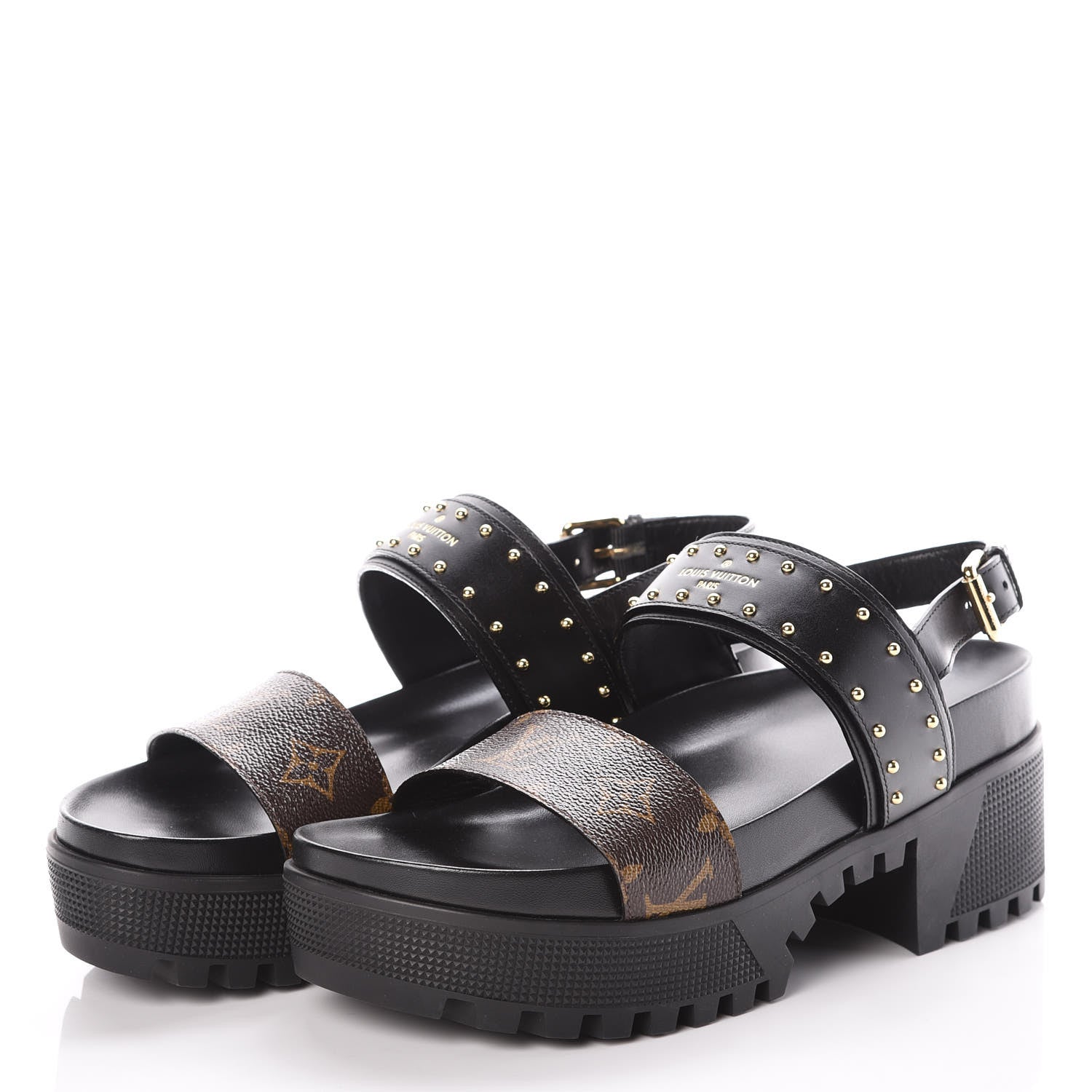 Louis Vuitton Calfskin Monogram Laureate Platform Sandals 40 Black 3 of 8