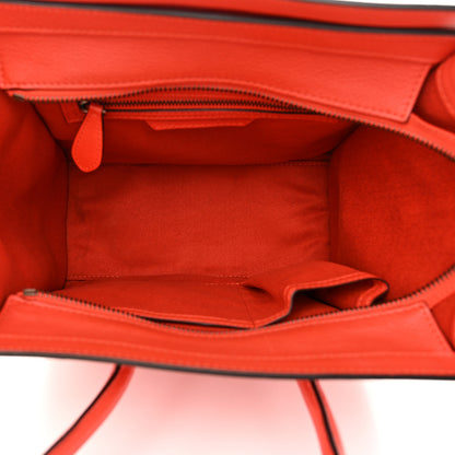 Celine Drummed Calfskin Micro Luggage Vermillion 5 of 15