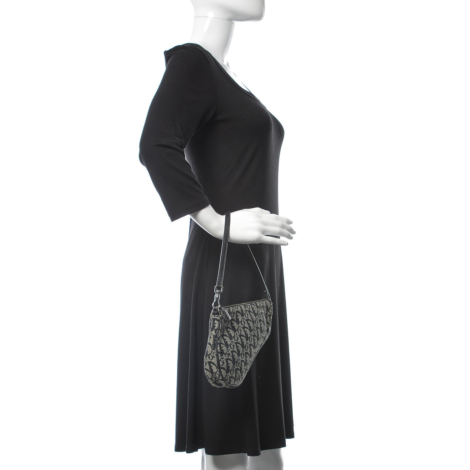 Christian Dior Monogram Mini Saddle Pochette Black 2 of 8