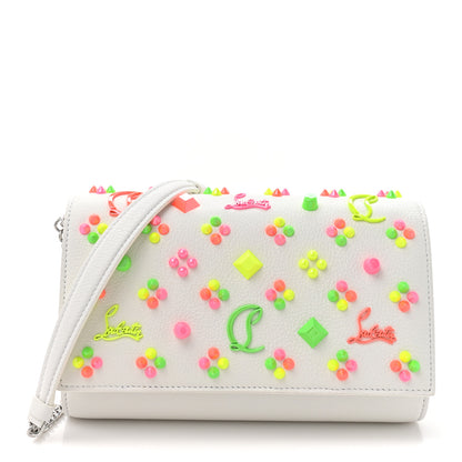 Christian Louboutin Calfskin Spikes Loubinthesky Paloma Clutch White 1 of 11