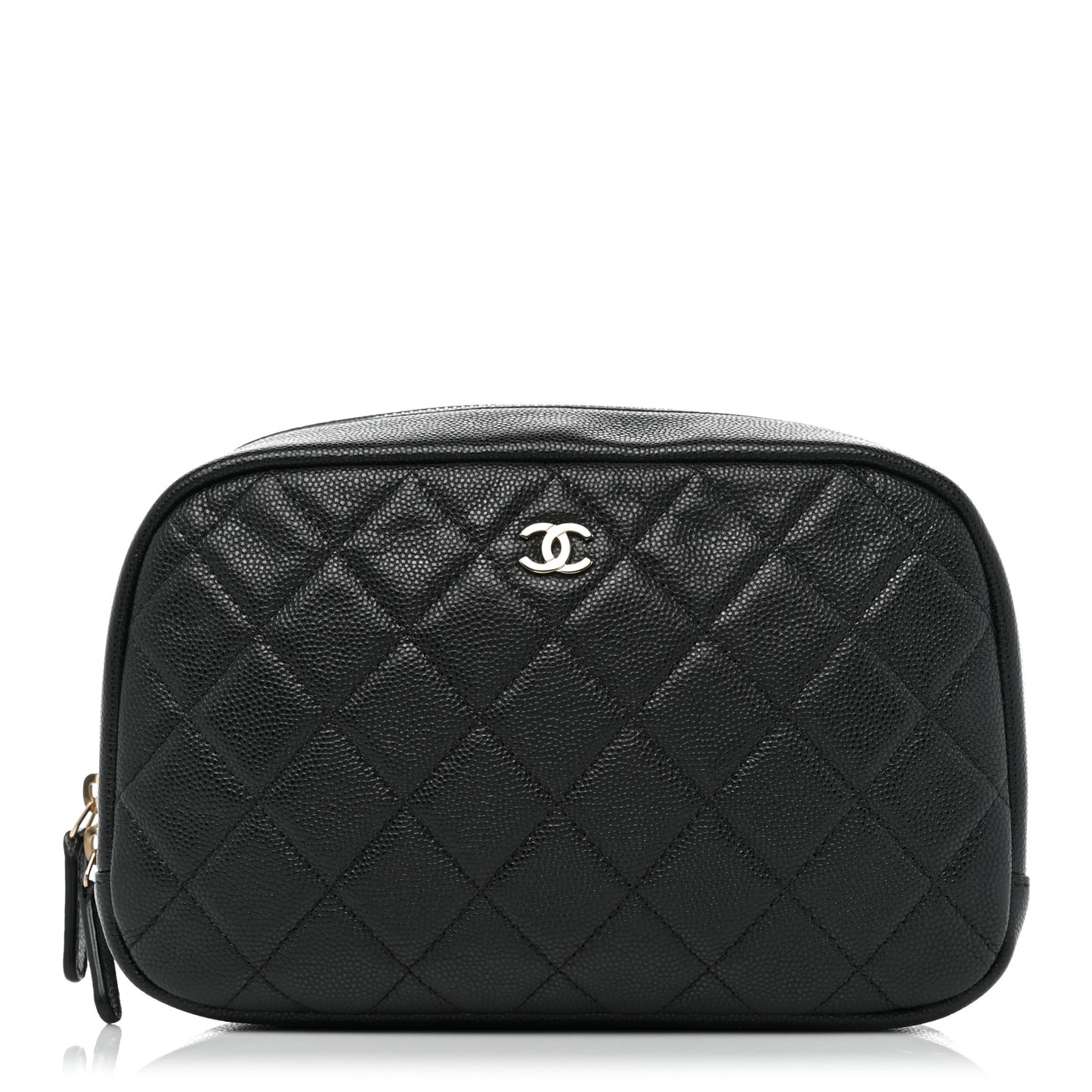 Caviar Quilted Medium Curvy Pouch Cosmetic Case Black