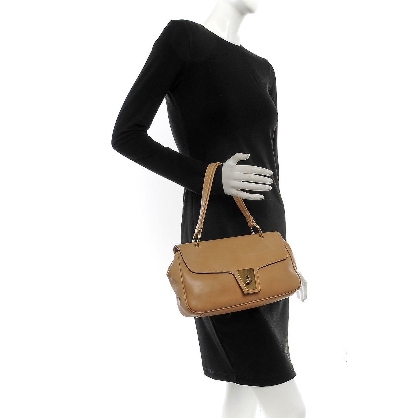 Calfskin Flap Shoulder Bag Beige