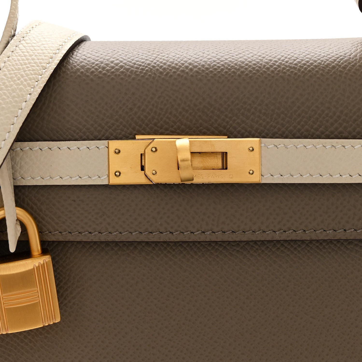 Hermes Epsom Bi-Color Horseshoe Kelly Sellier 25 Gris Asphalte Craie 8 of 11