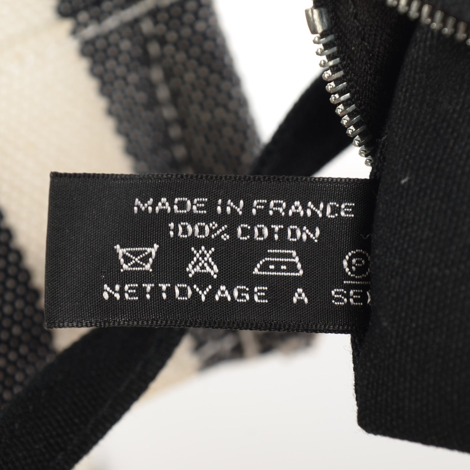 Hermes Canvas Striped Cannes MM Black White 2 of 10