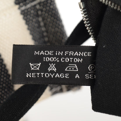 Hermes Canvas Striped Cannes MM Black White 2 of 10