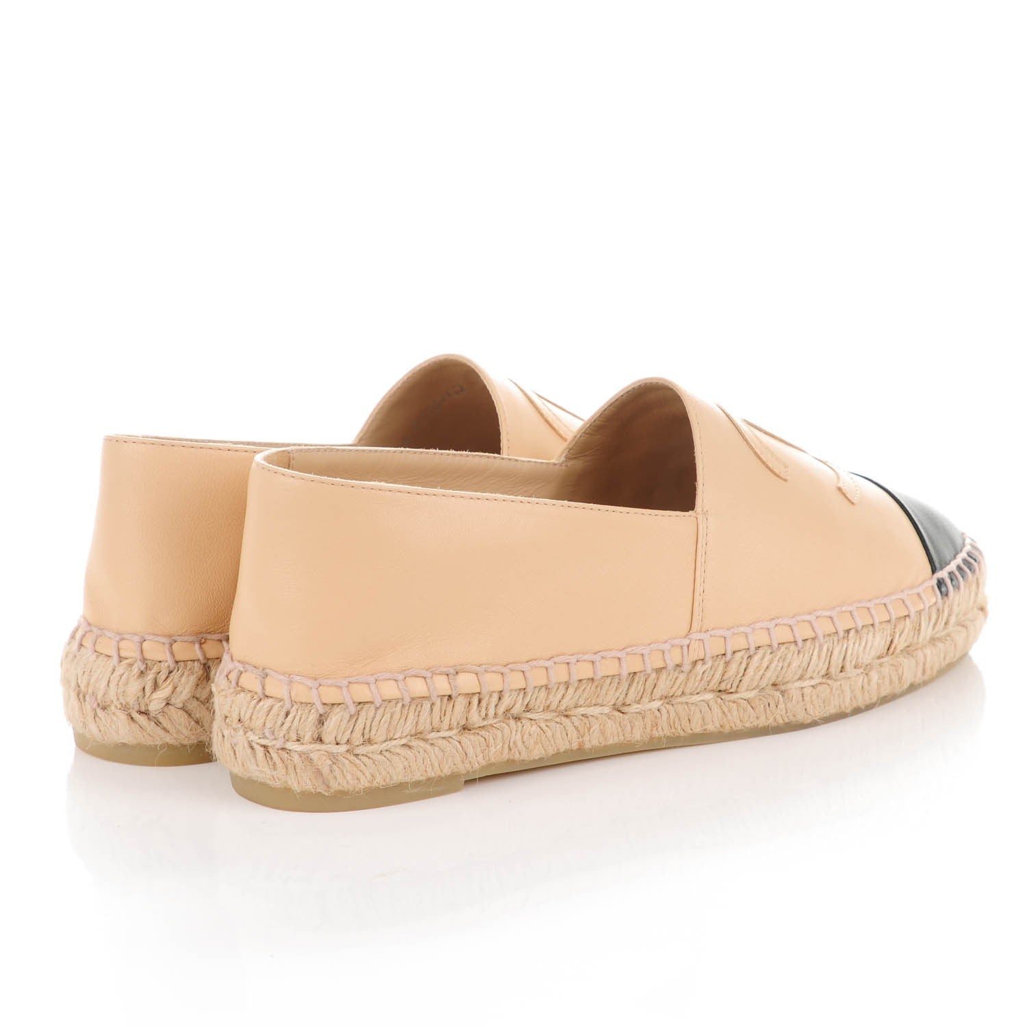 Chanel Lambskin CC Espadrilles 37 Beige Black 4 of 9