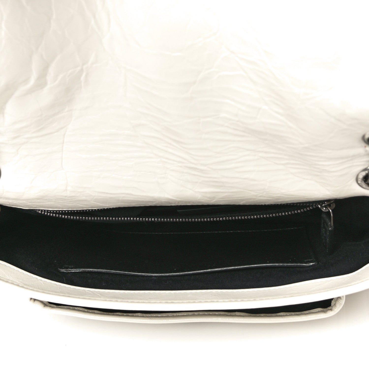 Saint Laurent Crinkled Calfskin Matelasse Monogram Medium Niki Chain Satchel Blanc Vintage 5 of 11