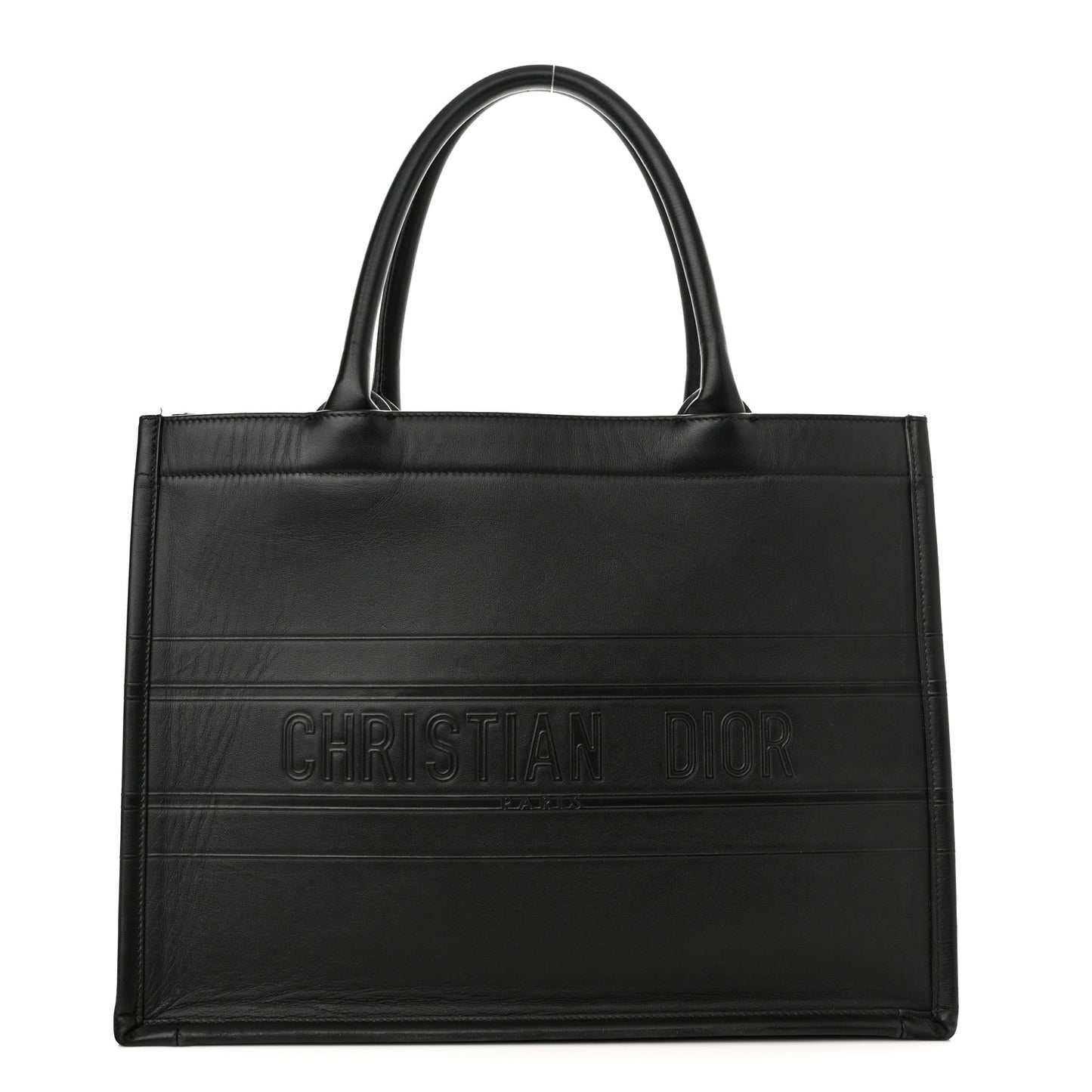 Calfskin Embossed Medium Book Tote Black