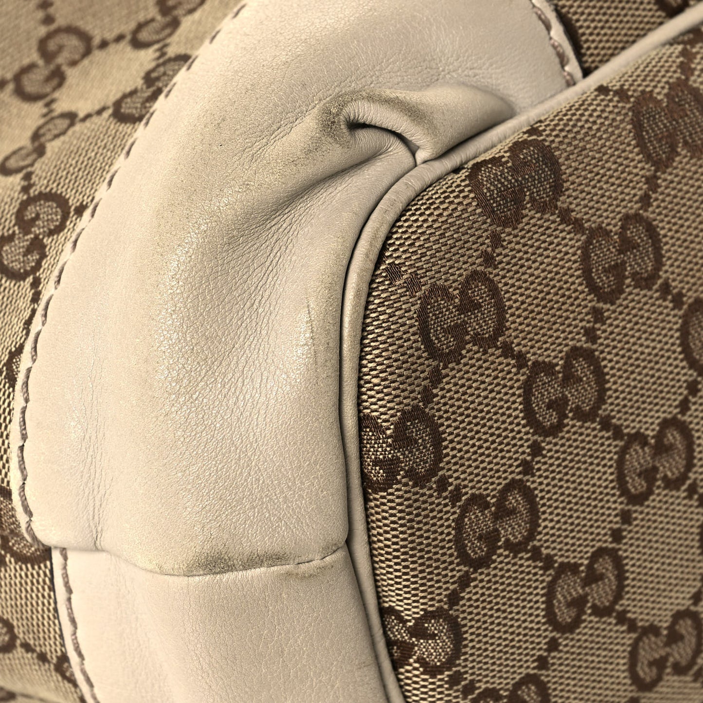 Monogram Margaux Calfskin Medium Sukey Top Handle Bag Beige Ebony Mystic White