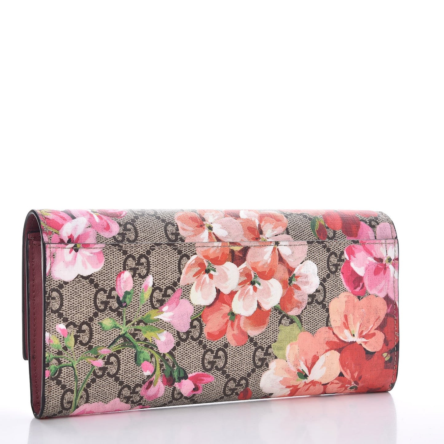 GG Supreme Monogram Blooms Continental Wallet Beige Multicolor Dry Rose