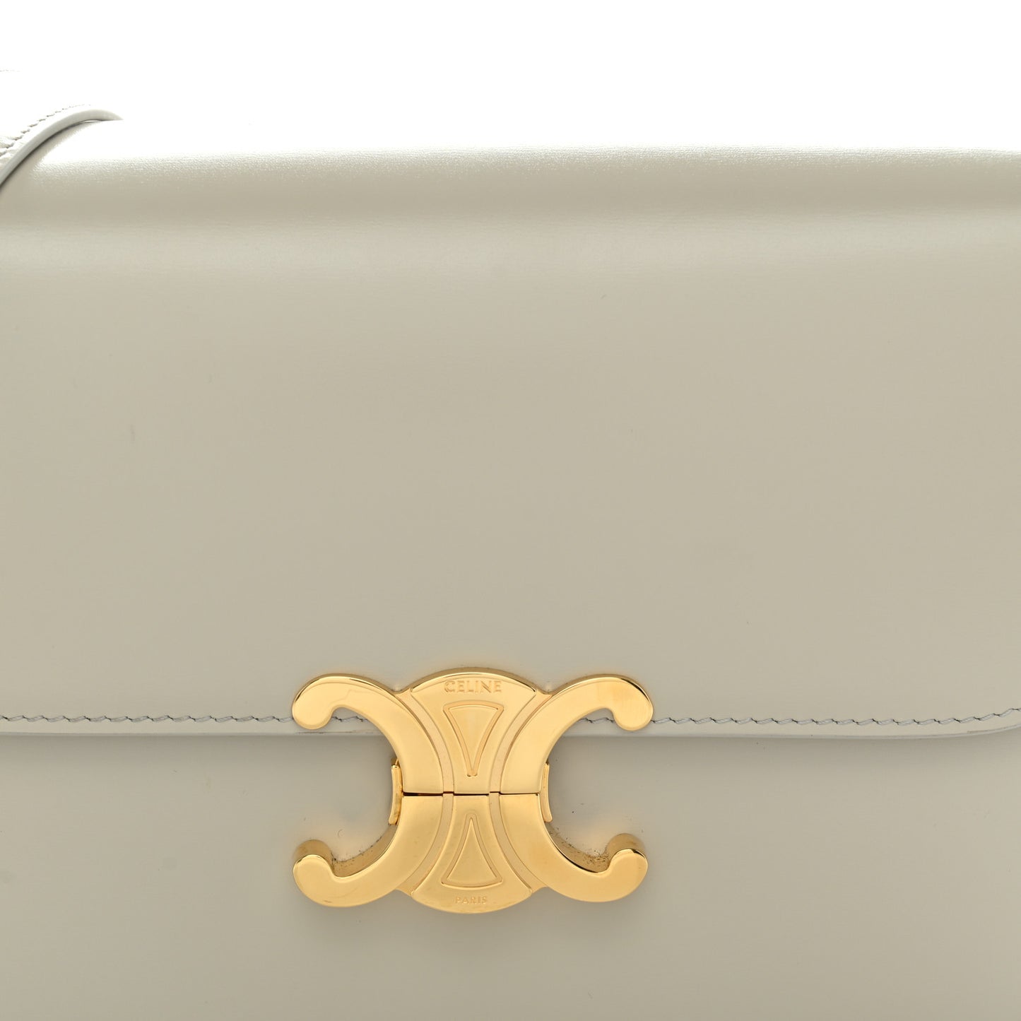 Shiny Calfskin Medium Triomphe Chalk
