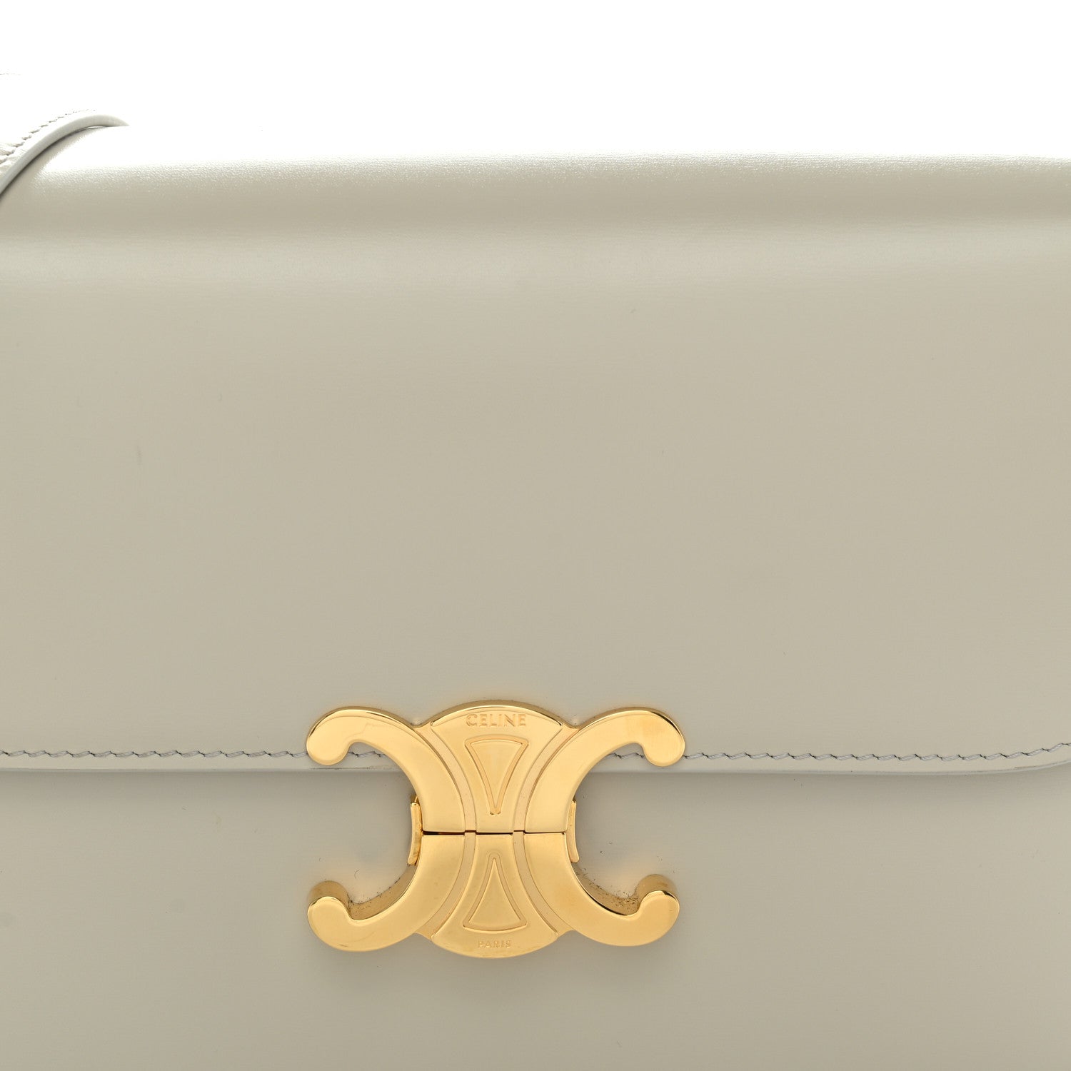 Celine Shiny Calfskin Medium Triomphe Chalk 8 of 10