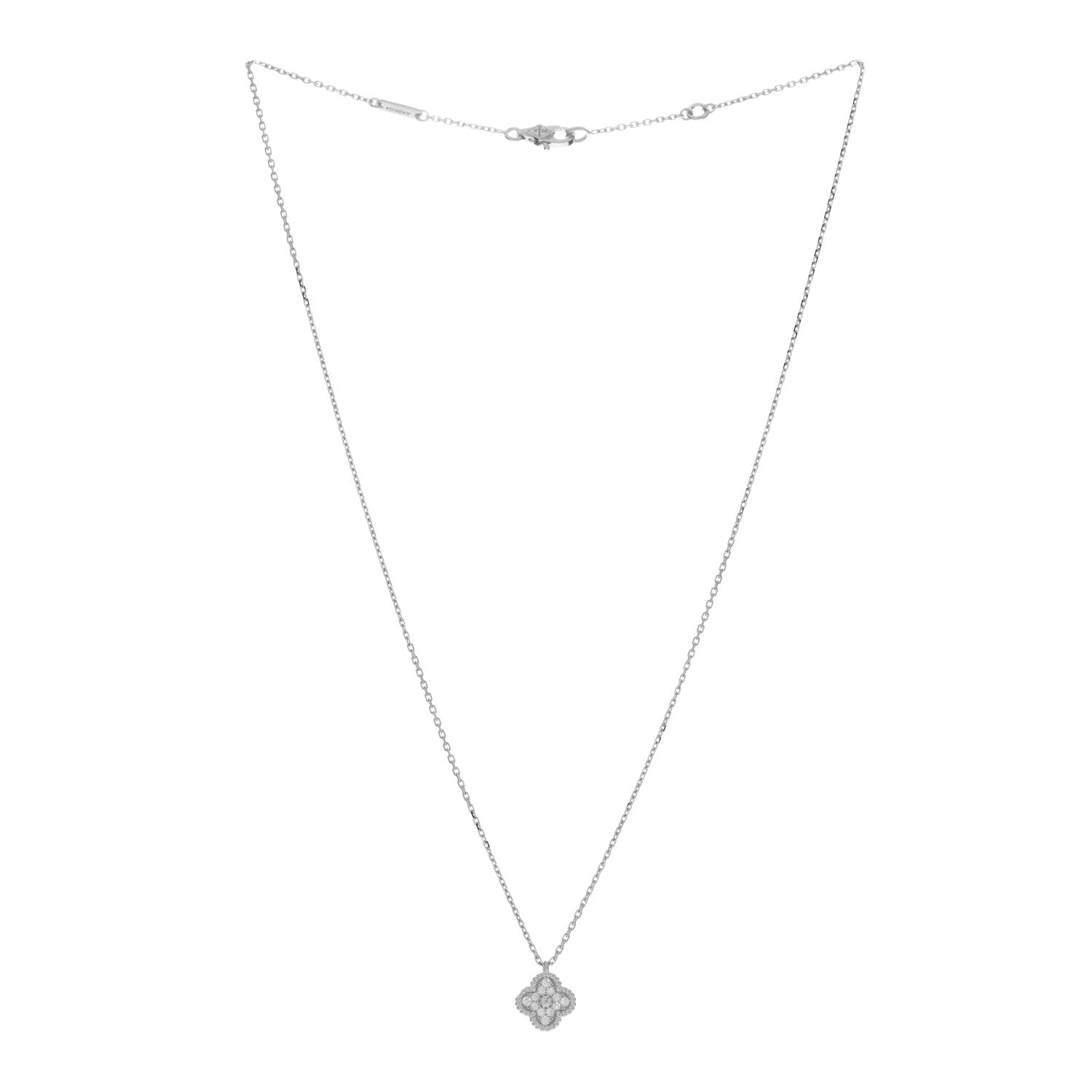 Van Cleef & Arpels 18K White Gold Diamond Sweet Alhambra Pendant Necklace 3 of 4