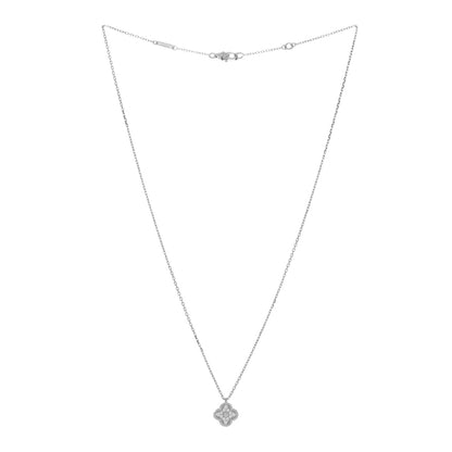 Van Cleef & Arpels 18K White Gold Diamond Sweet Alhambra Pendant Necklace 3 of 4