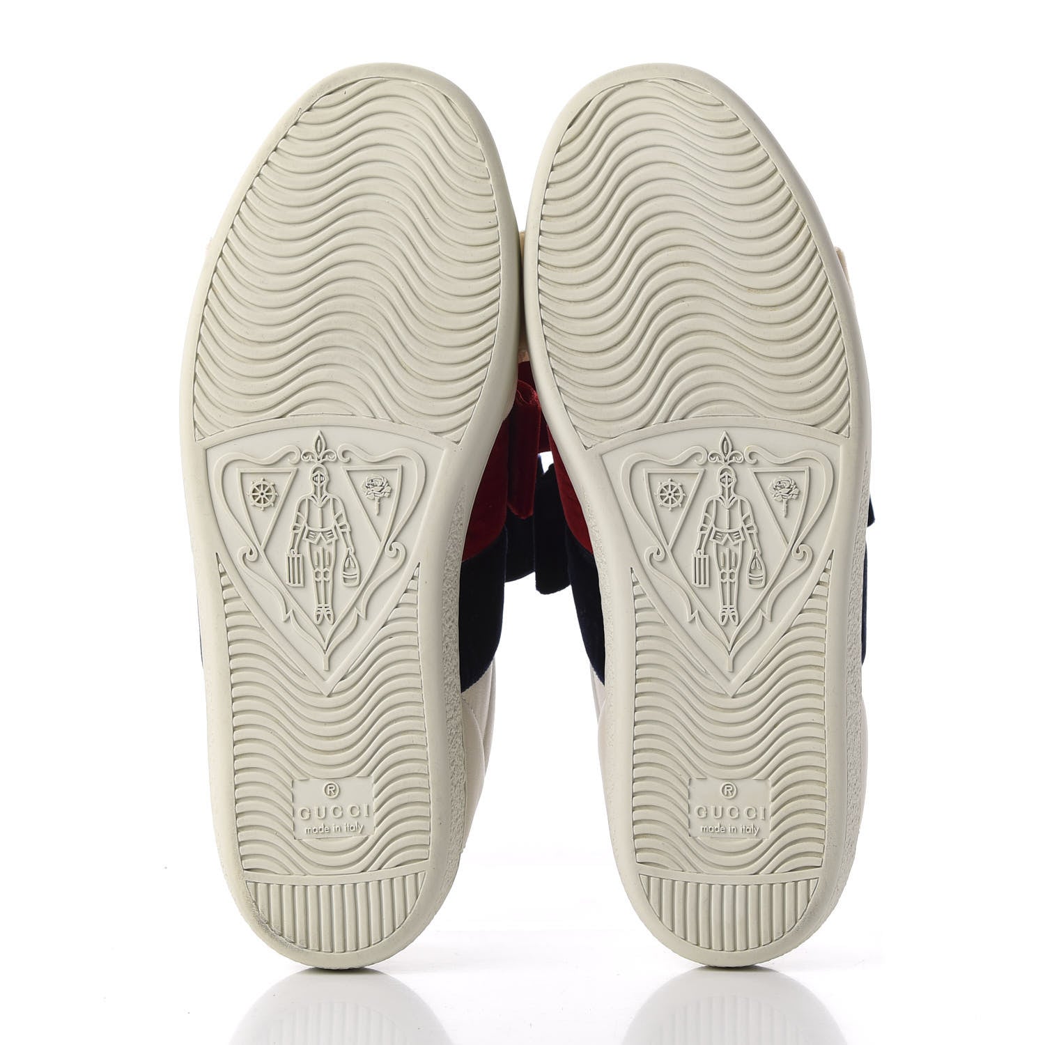 Gucci Calfskin Velvet Womens Bow Ace Sneakers 37.5 White 5 of 14