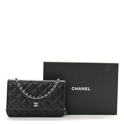 Chanel Lambskin Quilted Wallet On Chain WOC Black 13 of 13