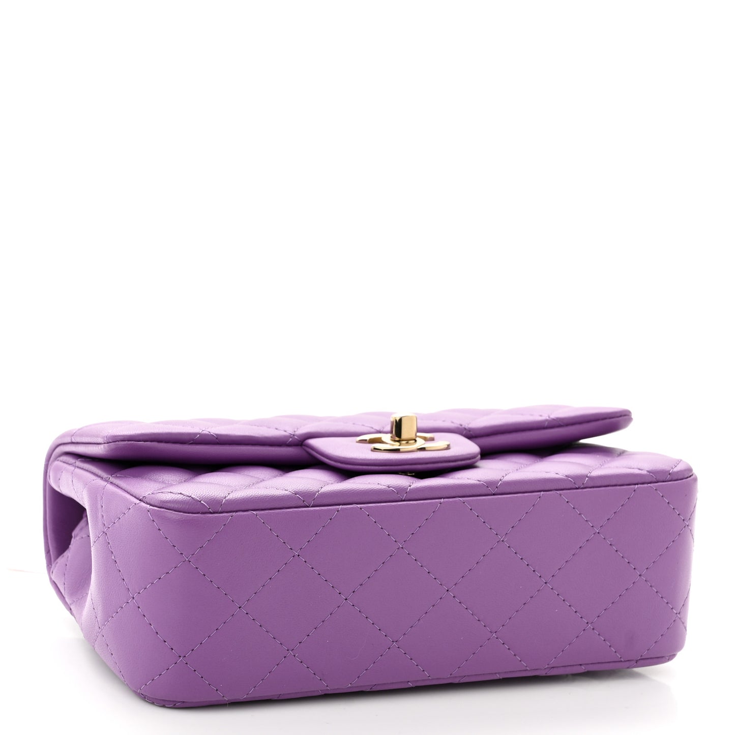 Lambskin Quilted Mini Rectangular Flap Purple