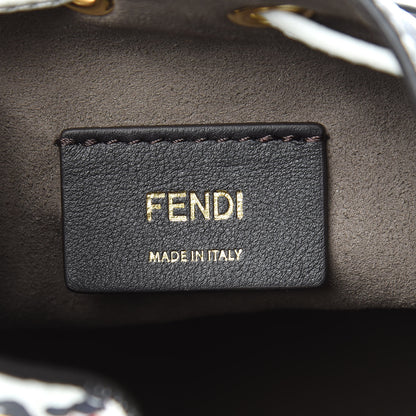 Fendi X FILA Calfskin F is Fendi Mania Fringe Mini Mon Tresor Bucket Bag White 6 of 11