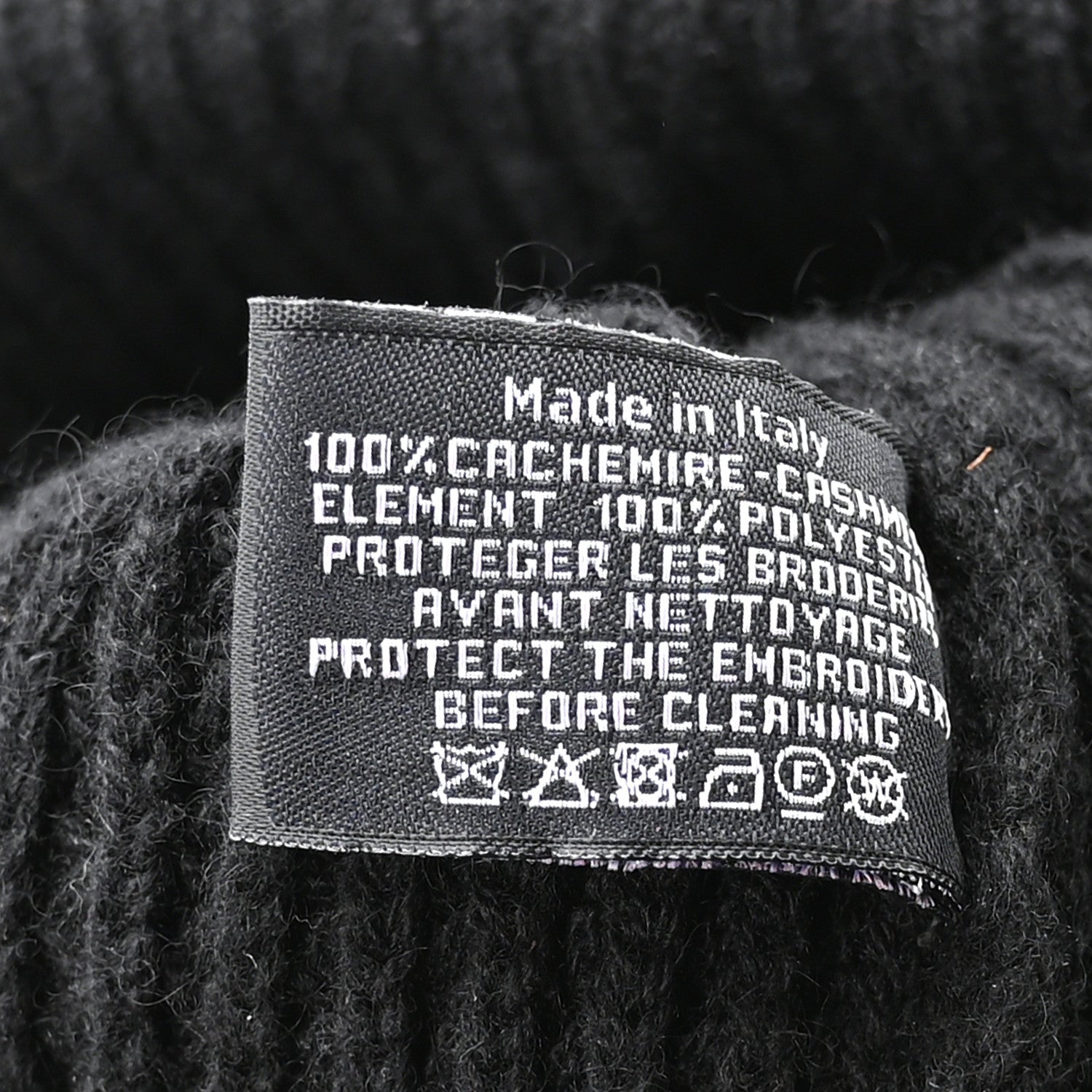 Chanel Cashmere Sequin Logo Beanie Hat Black Gold 9 of 9