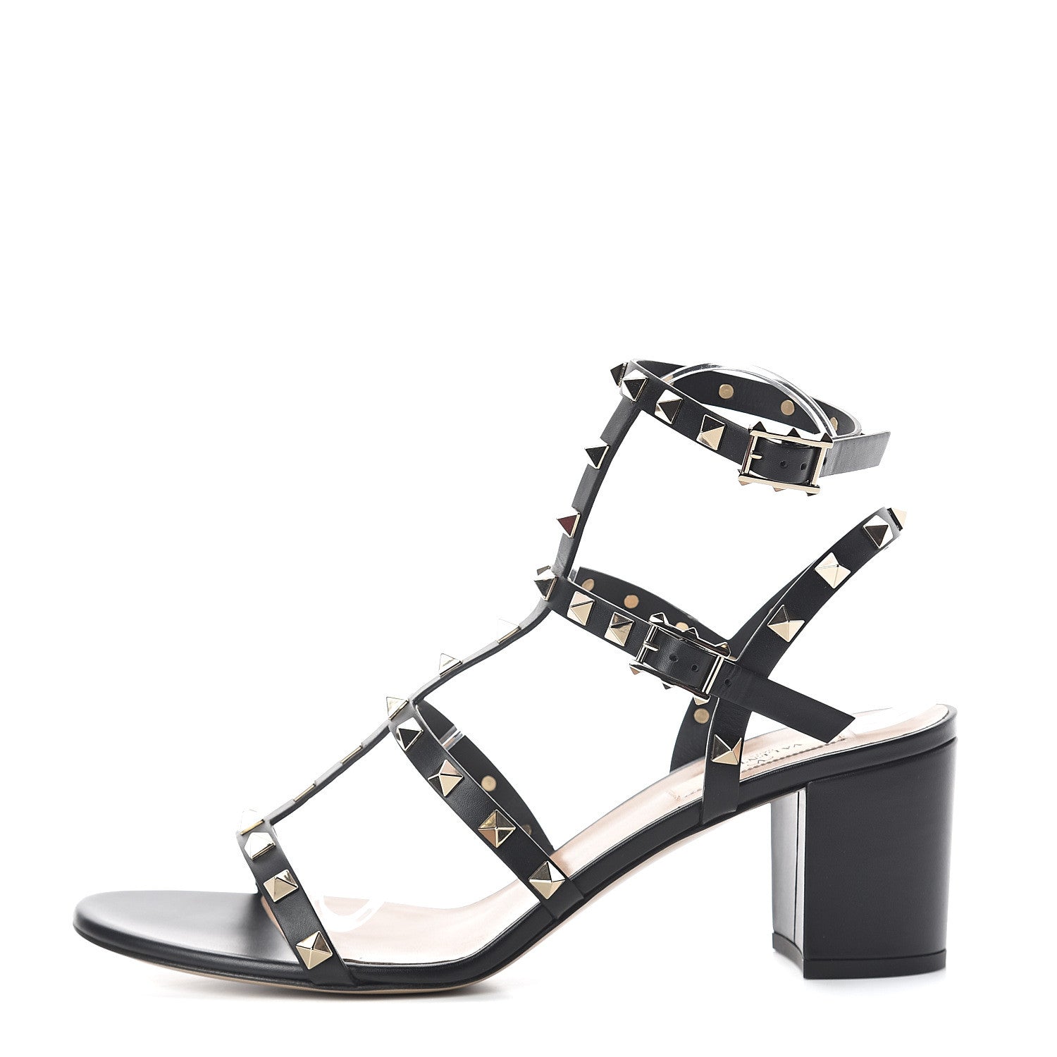 Valentino Garavani Calfskin Rockstud 60mm City Sandals 41 Black 1 of 7