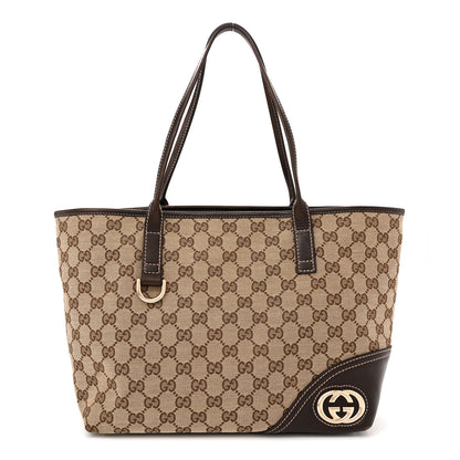 Gucci Monogram Medium New Britt Tote Brown 1 of 11