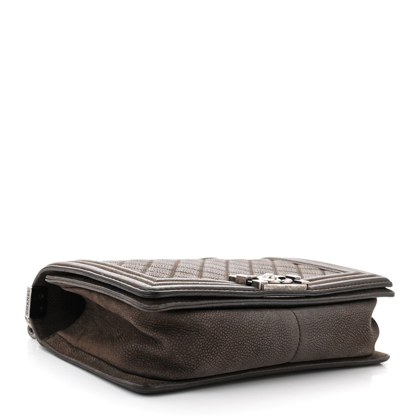 Iridescent Caviar Quilted Medium Boy Flap Dark Grey