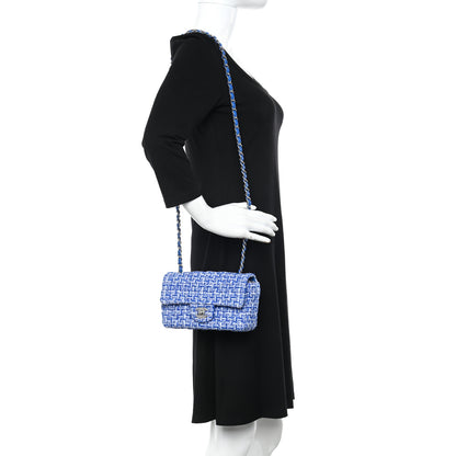 Chanel Tweed Quilted Mini Rectangular Flap Blue White 2 of 11
