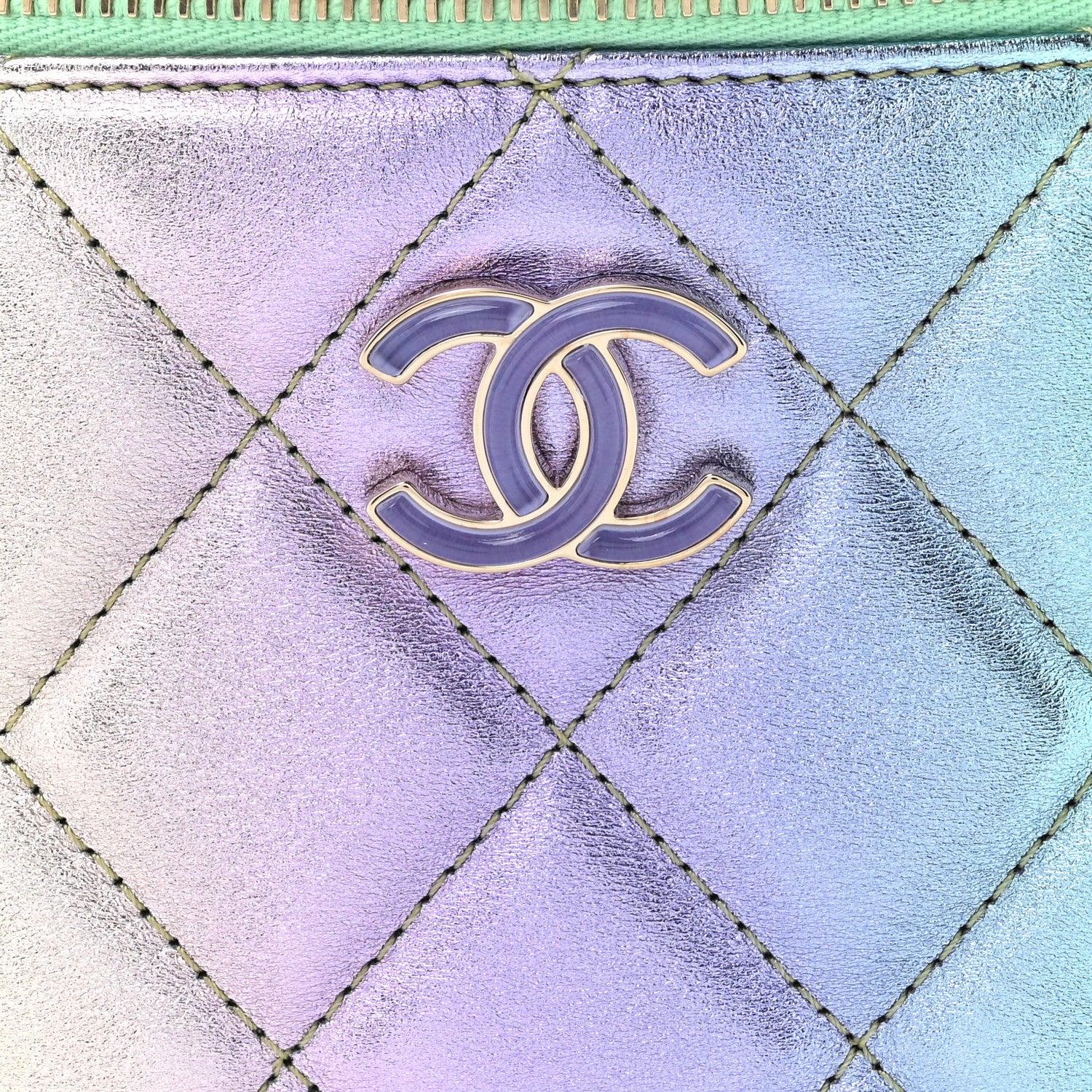 Chanel Gradient Metallic Lambskin Quilted Walking Mood Waist Bag Fanny Pack Pink Purple Green 8 of 10