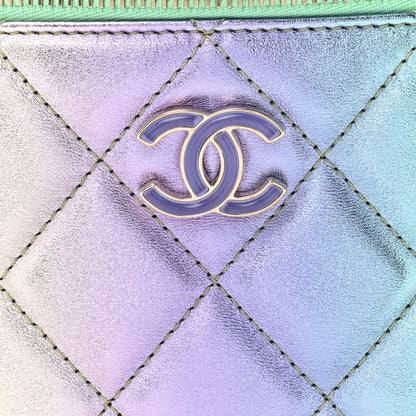 Chanel Gradient Metallic Lambskin Quilted Walking Mood Waist Bag Fanny Pack Pink Purple Green 8 of 10