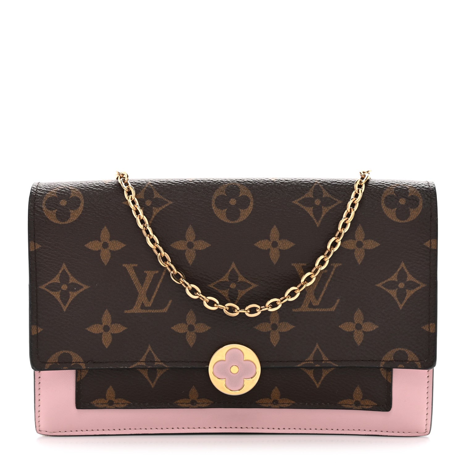 Louis Vuitton Monogram Flore Chain Wallet Rose Ballerine 1 of 15