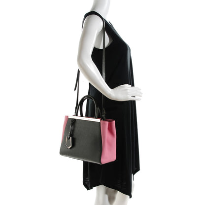 Fendi Vitello Elite Flamingo Petite 2Jours Tote Verde Prato Pink 3 of 10