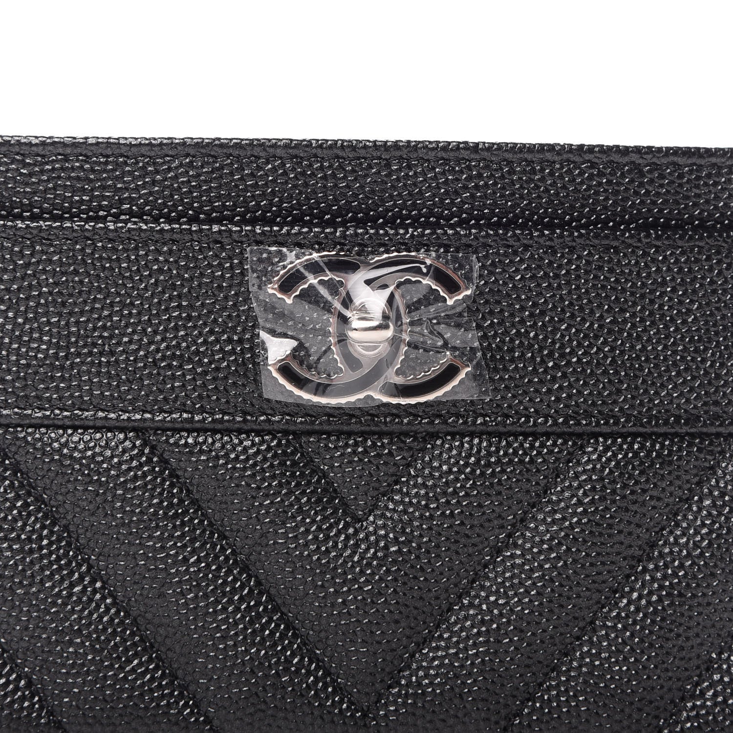 Chanel Caviar Chevron Quilted Vintage Mademoiselle Card Holder Black 10 of 10