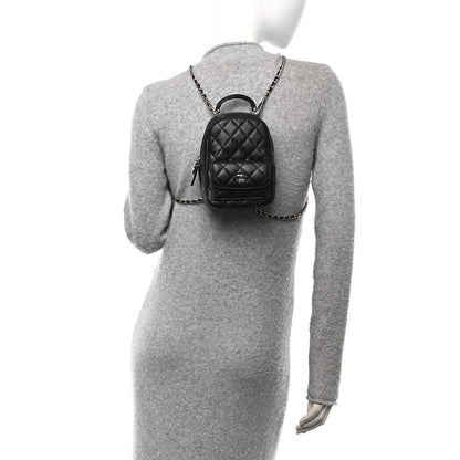 Chanel Lambskin Quilted CC Mini Classic Backpack Black 2 of 11
