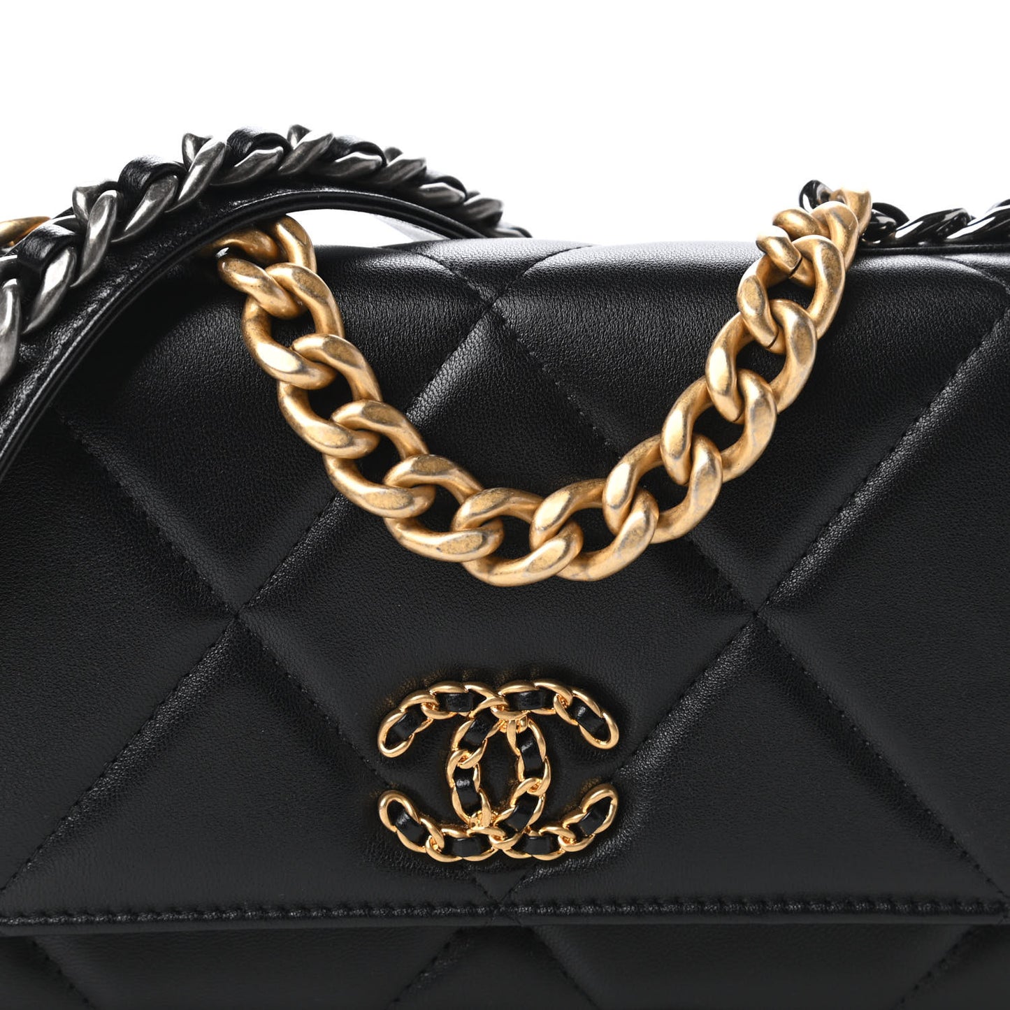 Lambskin Quilted Chanel 19 Wallet On Chain WOC Black