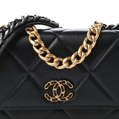 Chanel Lambskin Quilted Chanel 19 Wallet On Chain WOC Black 11 of 12