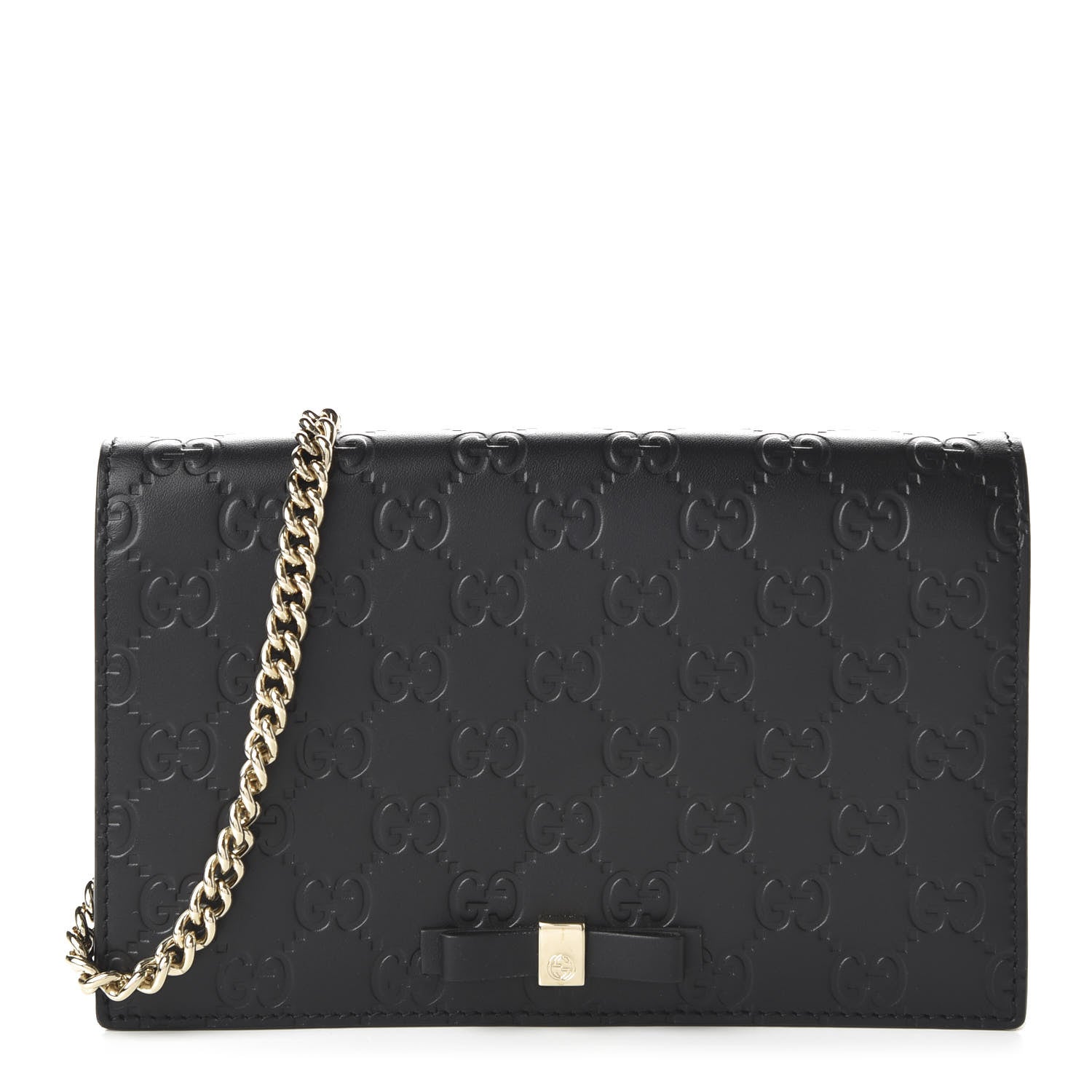 Gucci Guccissima Signature Bowy Chain Wallet Black 1 of 10