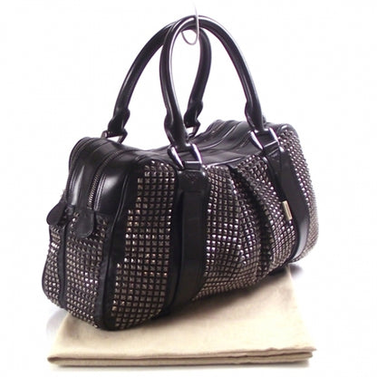 Burberry Prorsum Leather Studded Knight Satchel Black 3 of 9