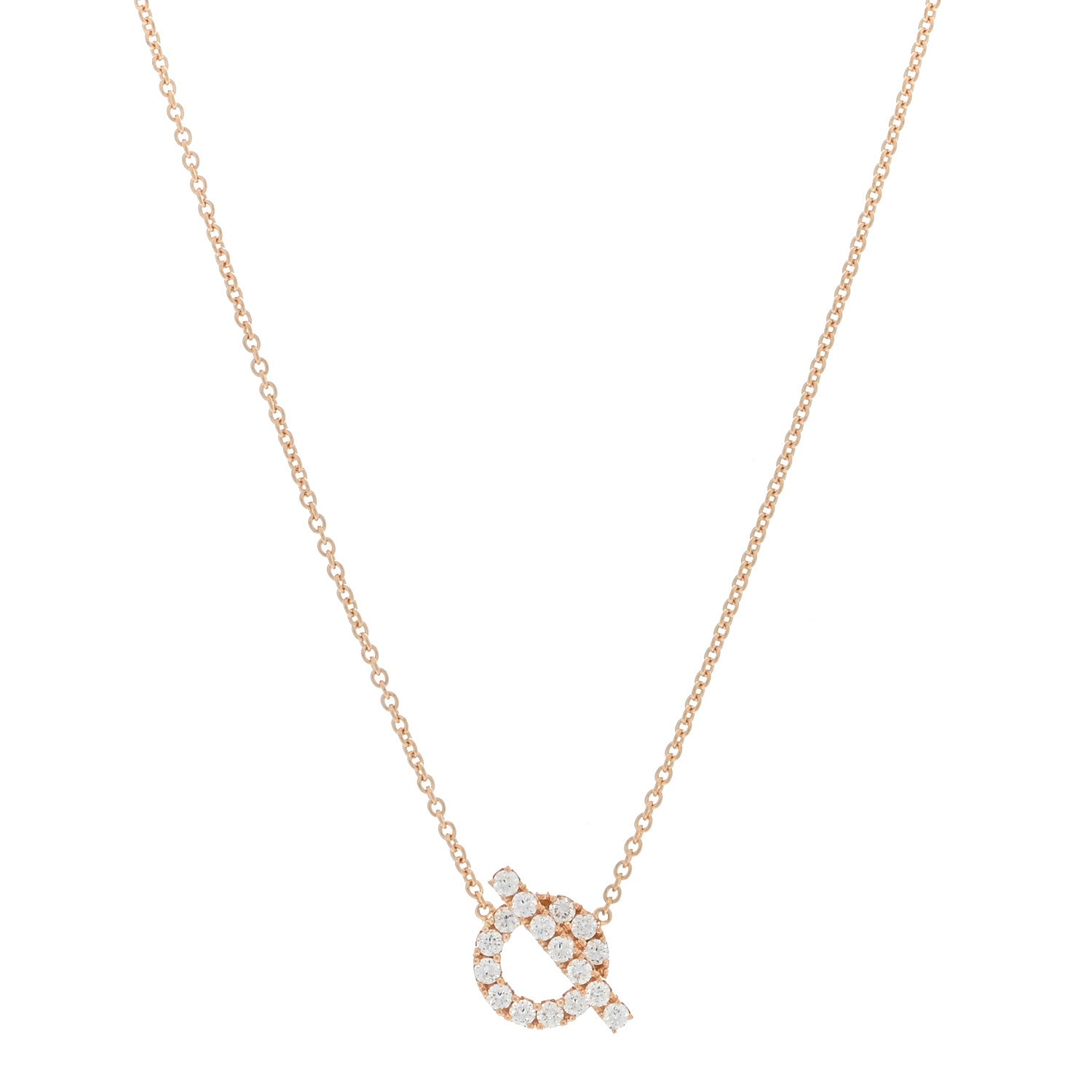 Hermes 18K Rose Gold Diamond Finesse Pendant Necklace 1 of 4
