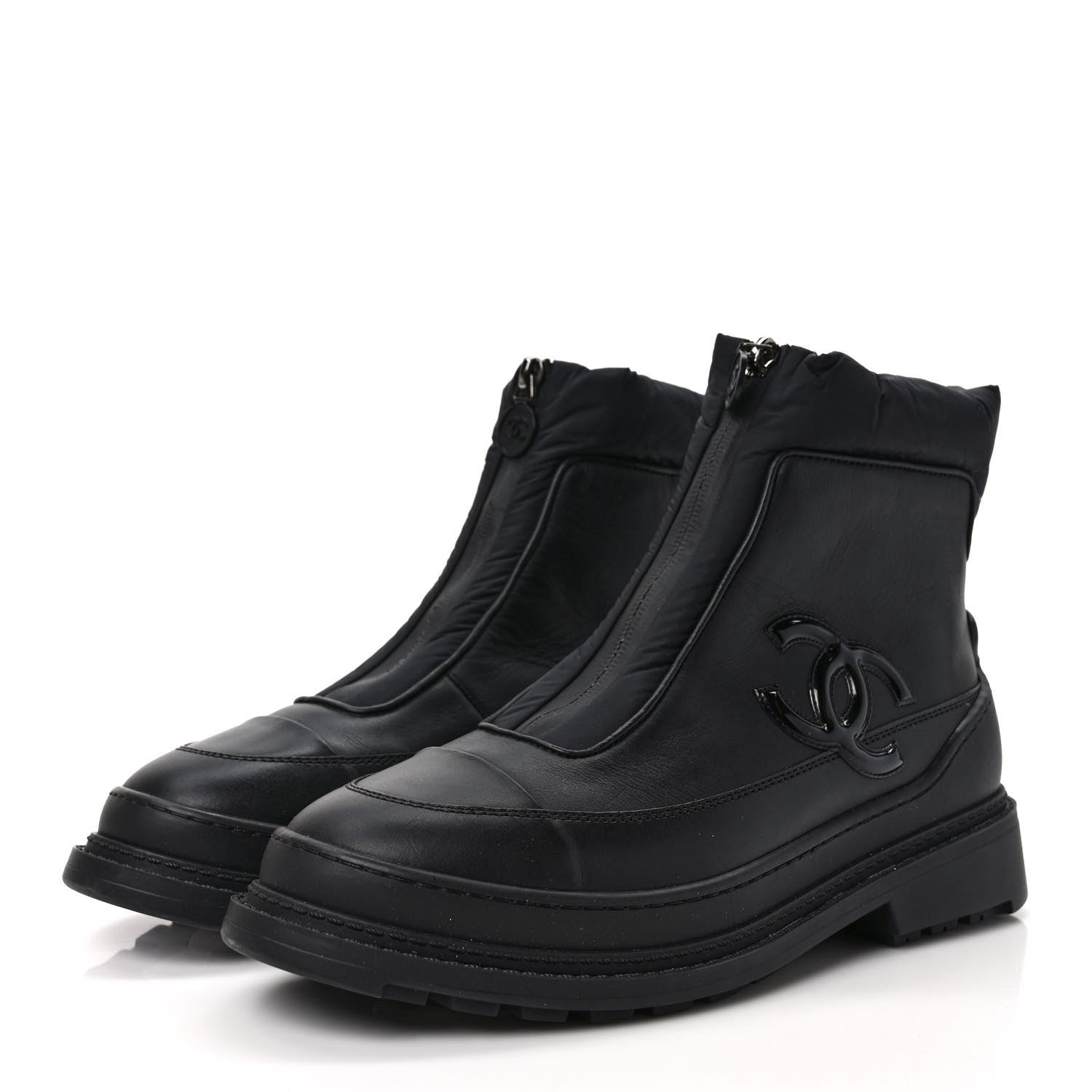 Chanel Calfskin Nylon CC Ankle Snow Boots 40 Black 3 of 10
