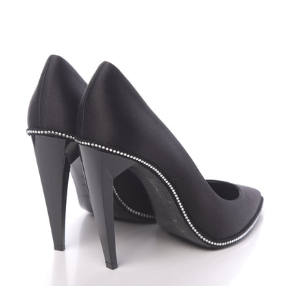 Saint Laurent Satin Crystal Embellished Freja 105 Pumps 37.5 Black 4 of 9