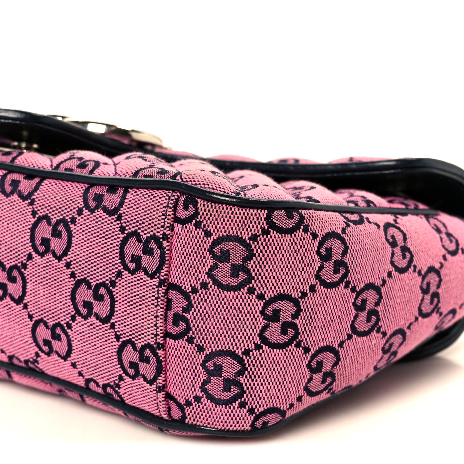 Gucci Monogram Multicolor Matelasse Diagonal Small GG Marmont Shoulder Bag Pink Blue 11 of 11