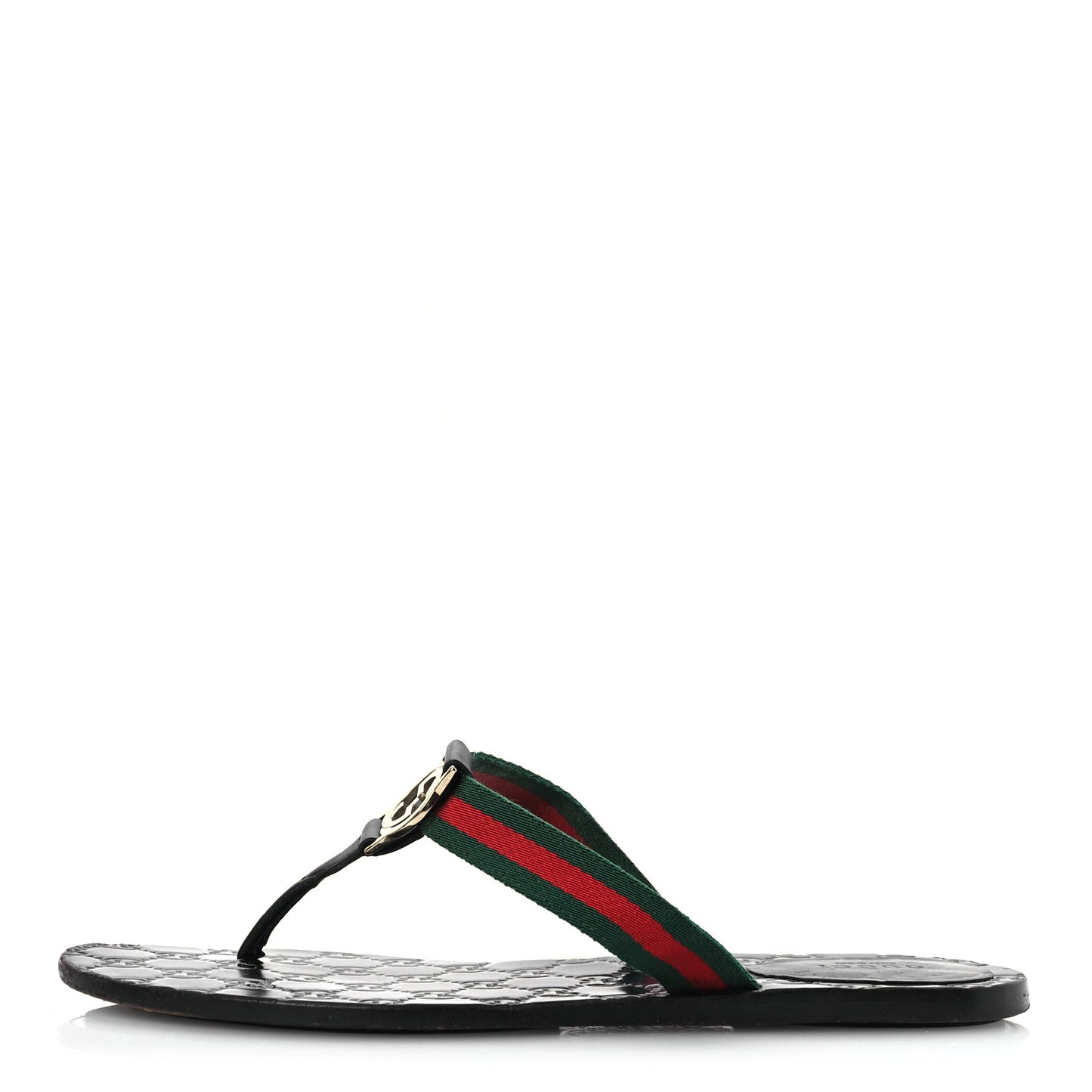 Nylon Guccissima Web Womens Thong Sandals 40.5 Green Red Black