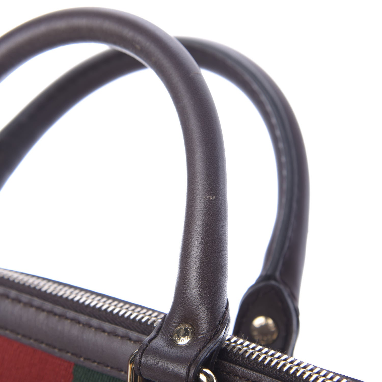 Gucci Monogram Vintage Web Medium Boston Dark Brown 14 of 15