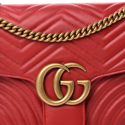 Gucci Calfskin Matelasse Medium GG Marmont Shoulder Bag Hibiscus Red 11 of 11