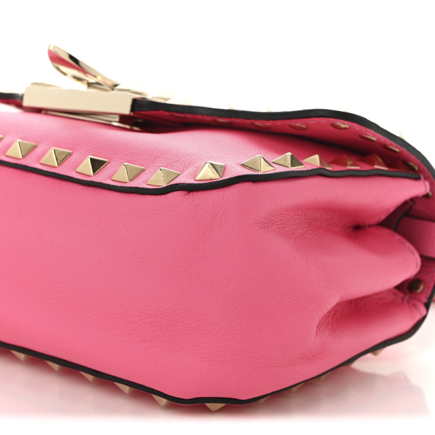 Valentino Garavani Vitello Mini Rockstud Flap Saddle Crossbody Bag Fuxia Fluo 9 of 9