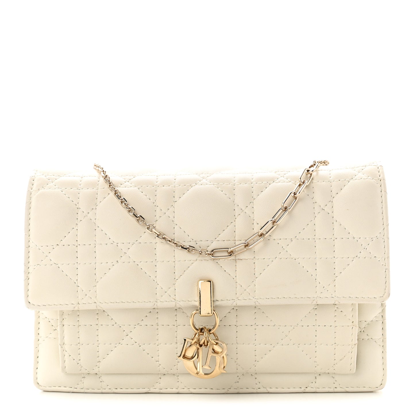 Lambskin Cannage Chain My Dior Daily Chain Pouch Latte