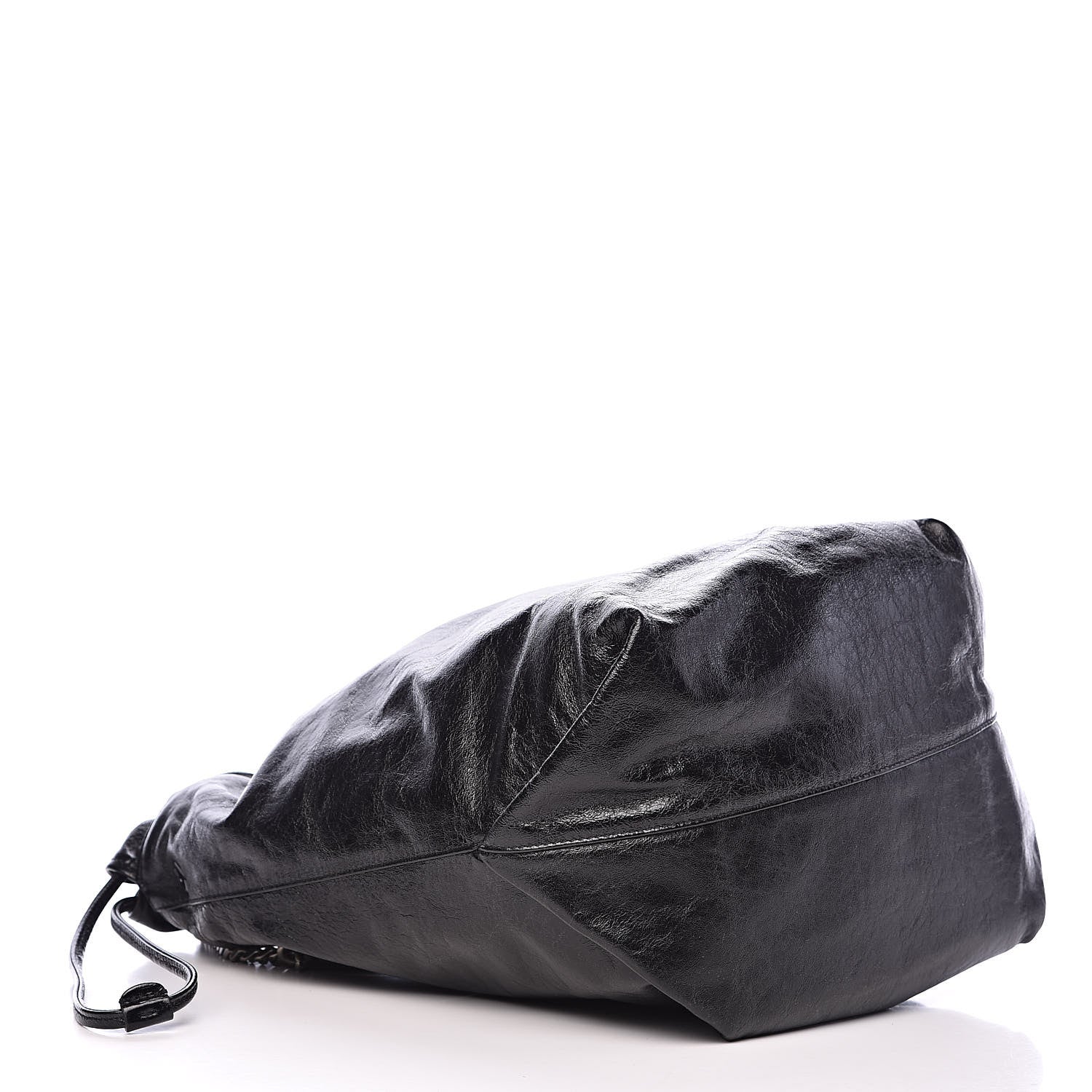 Saint Laurent Cracked Shiny Calfskin Teddy Drawstring Bag Black 5 of 10