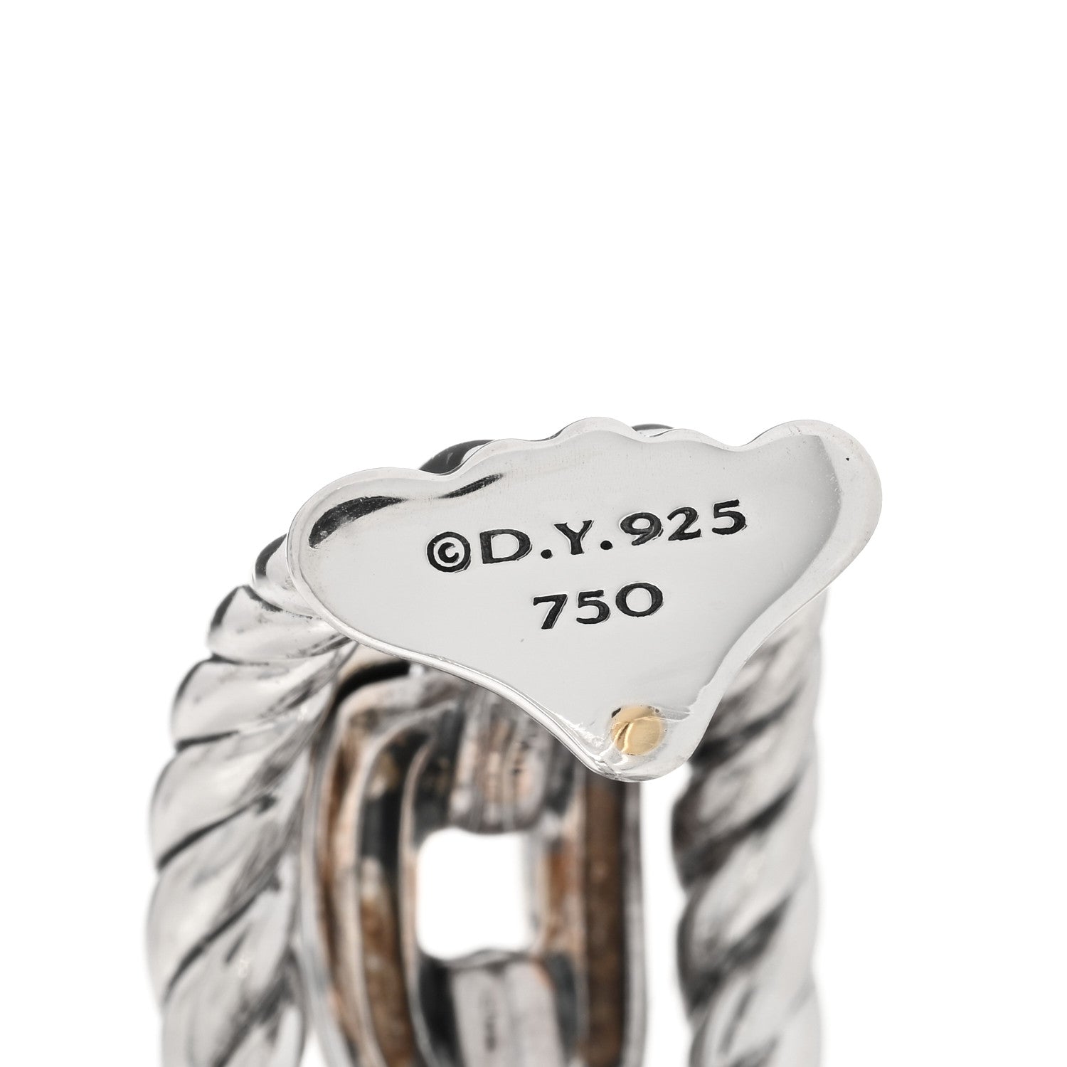 David Yurman 18K Yellow Gold Sterling Silver Wellesley Link Hoop Clip On Earrings 4 of 4