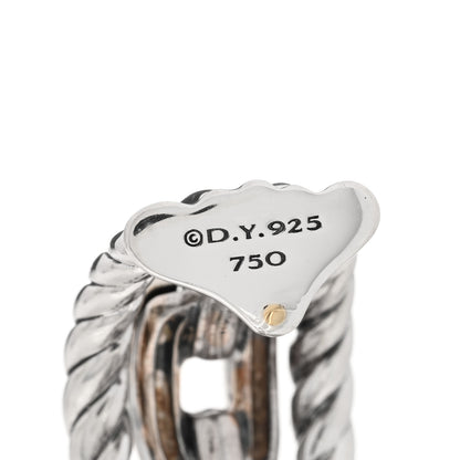 David Yurman 18K Yellow Gold Sterling Silver Wellesley Link Hoop Clip On Earrings 4 of 4